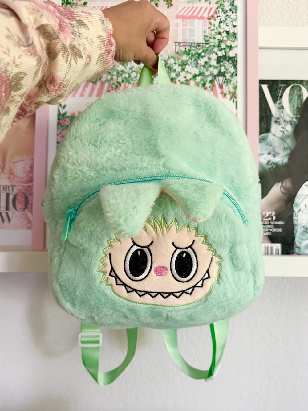 Mint Green Monster Plush Backpack